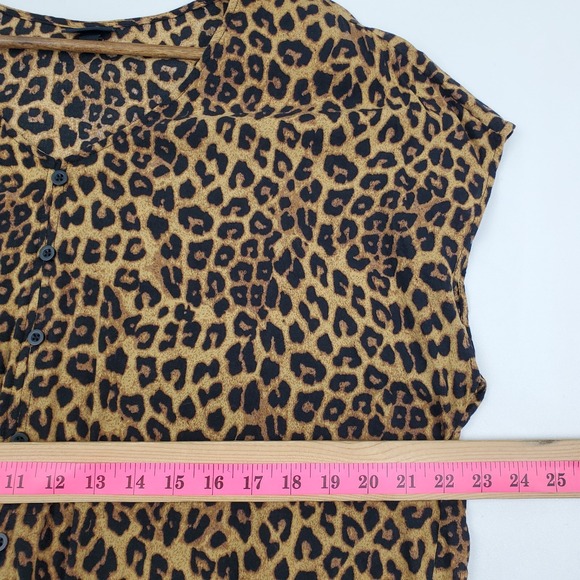 Torrid Womens 2X Brown Leopard Print Button Front Tie Hem Casual Blouse - Picture 11 of 12